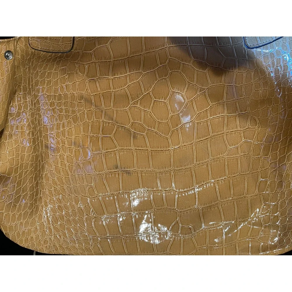 Vintage‎ Y2K XOXO Faux Crocodile Large Hobo Bag Purse Shoulder Bag Tan Brown